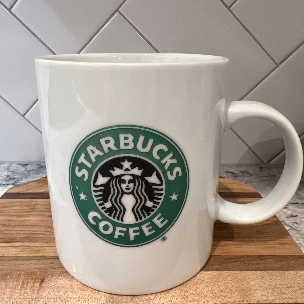 1999 Starbucks Coffee Mug Classic White Green Siren Mermaid Logo Cup